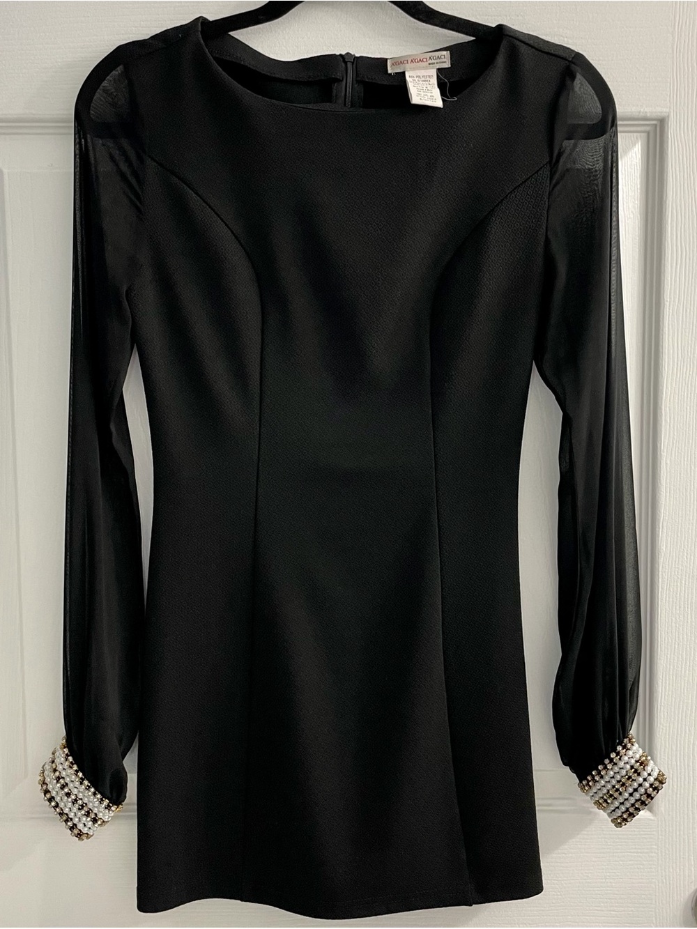 A’gaci Black Long Sleeve Bodycon Mini Dress Size Small